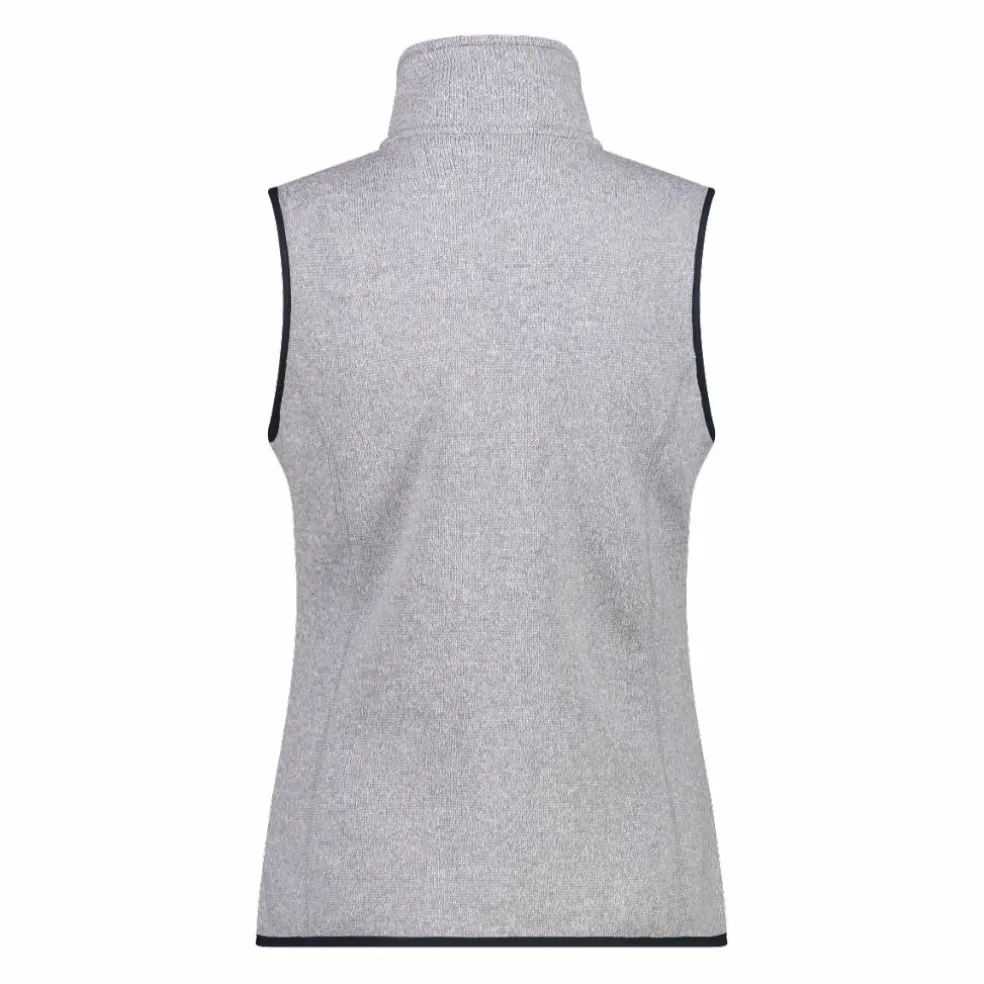 Gilet smanicato in pile da donna in knit-tech