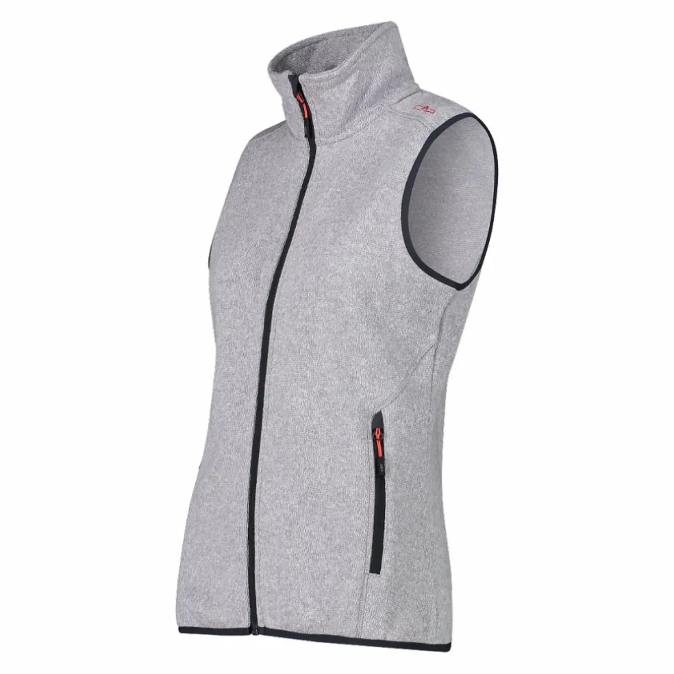 Gilet smanicato in pile da donna in knit-tech
