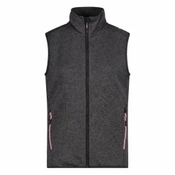 Gilet smanicato in pile da donna in knit-tech