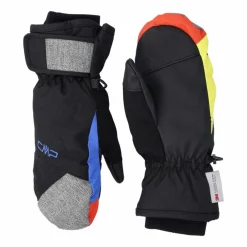 Guanti manopole da sci multicolor in softshell imbottiti da bambini