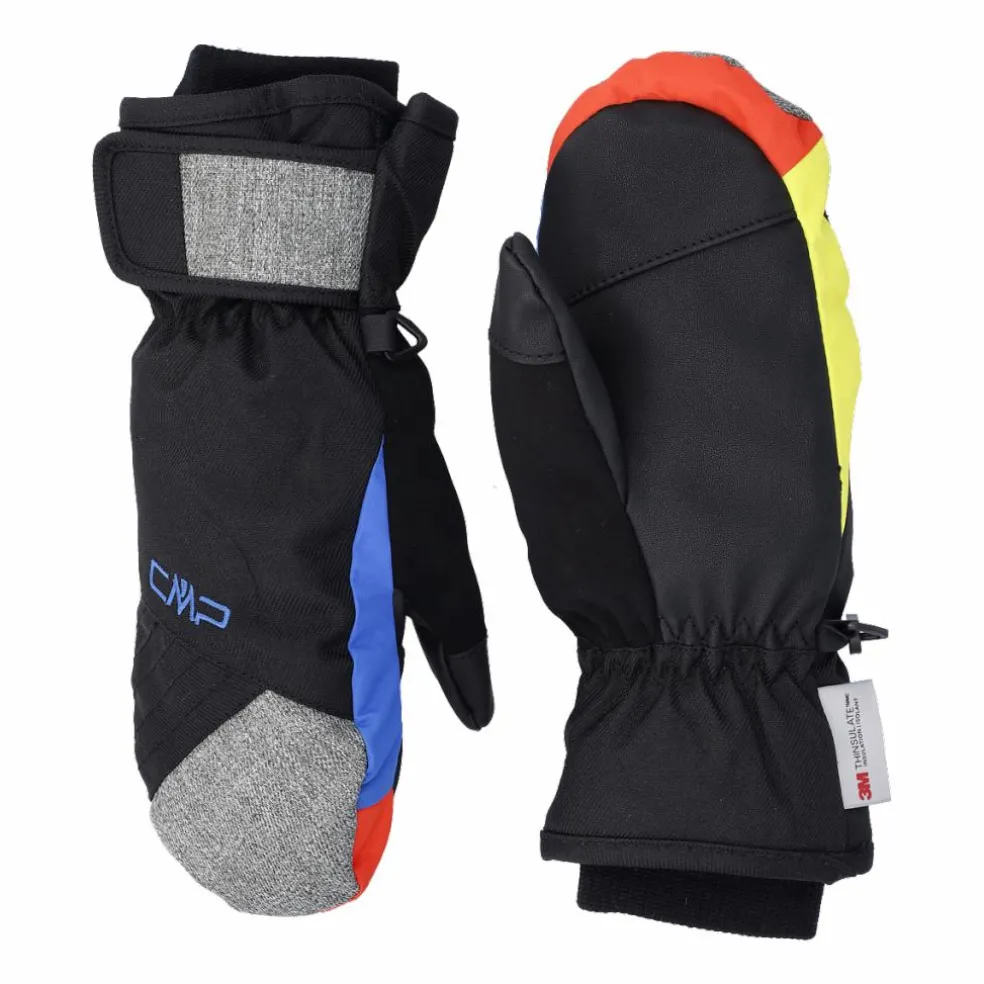 Guanti manopole da sci multicolor in softshell imbottiti da bambini