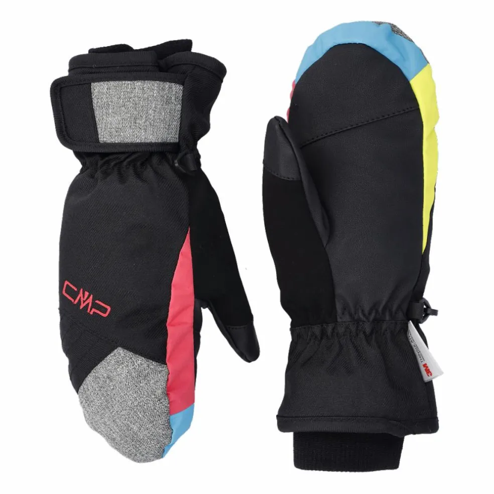 Guanti manopole da sci multicolor in softshell imbottiti da bambini