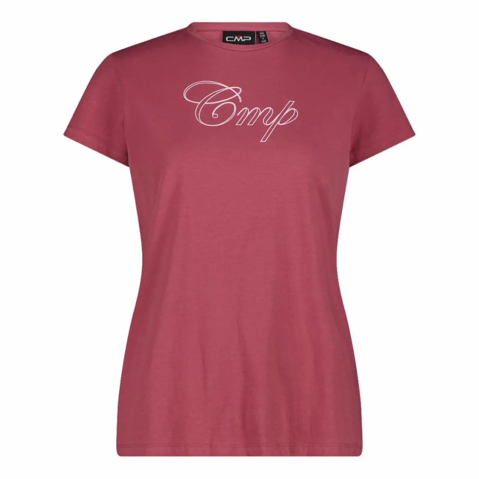 Maglia a maniche corte da donna in cotone elasticizzato con logo