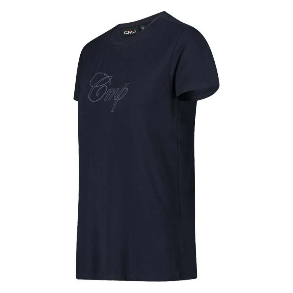 Maglia a maniche corte da donna in cotone elasticizzato con logo