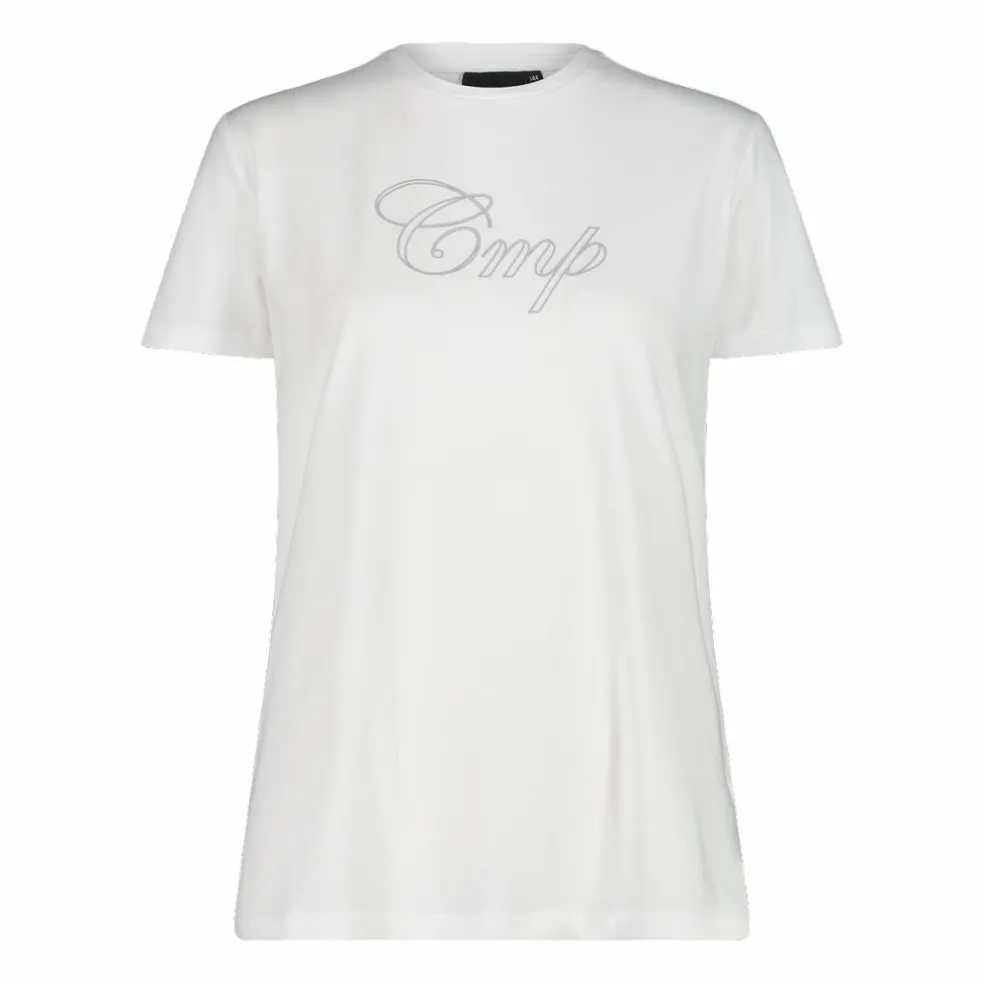 Maglia a maniche corte da donna in cotone elasticizzato con logo