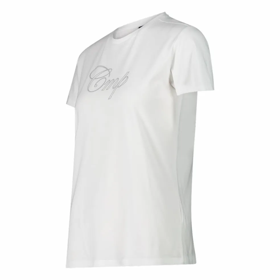 Maglia a maniche corte da donna in cotone elasticizzato con logo