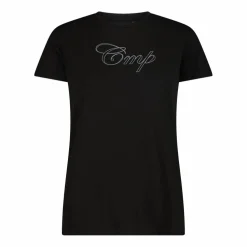 Maglia a maniche corte da donna in cotone elasticizzato con logo