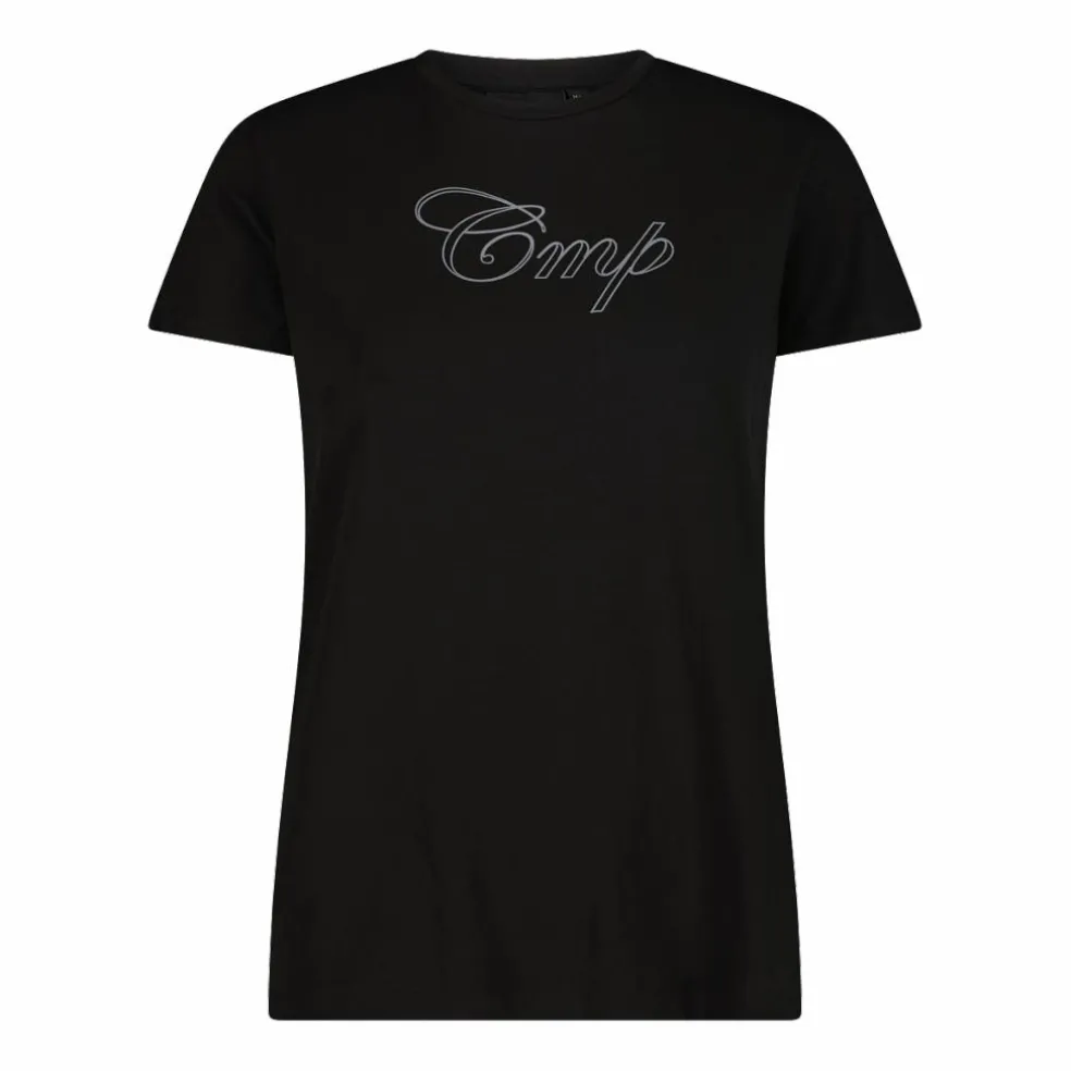 Maglia a maniche corte da donna in cotone elasticizzato con logo