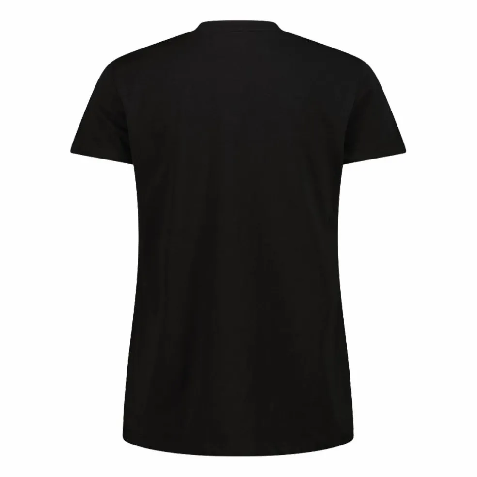 Maglia a maniche corte da donna in cotone elasticizzato con logo