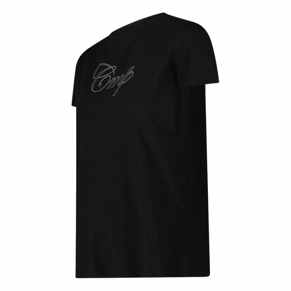 Maglia a maniche corte da donna in cotone elasticizzato con logo
