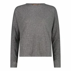 Maglia da donna con collo a barchetta in tessuto jersey mélange