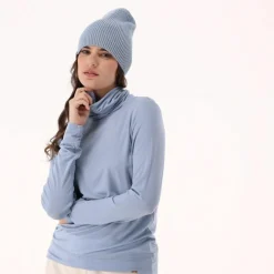 Maglia da donna con collo a dolcevita in Light Tencel Merino