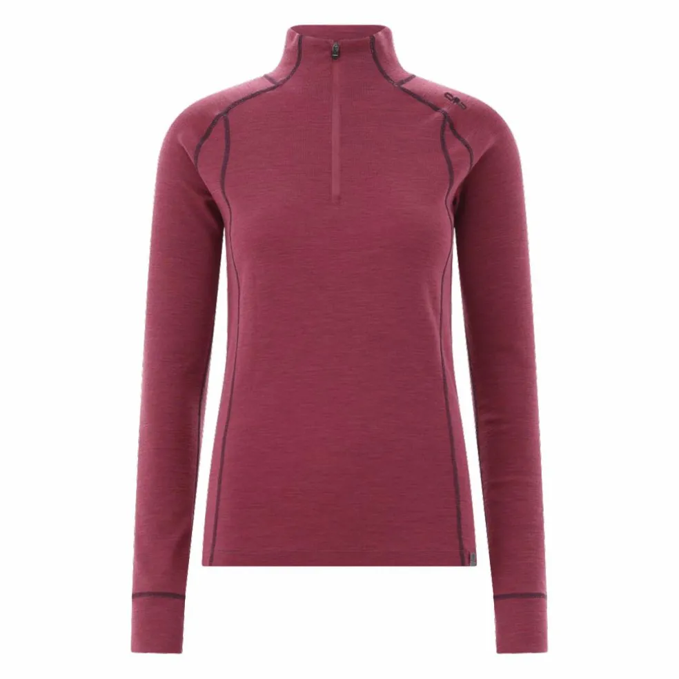 Maglia termica a maniche lunghe in merino con mezza zip da donna Unlimitech