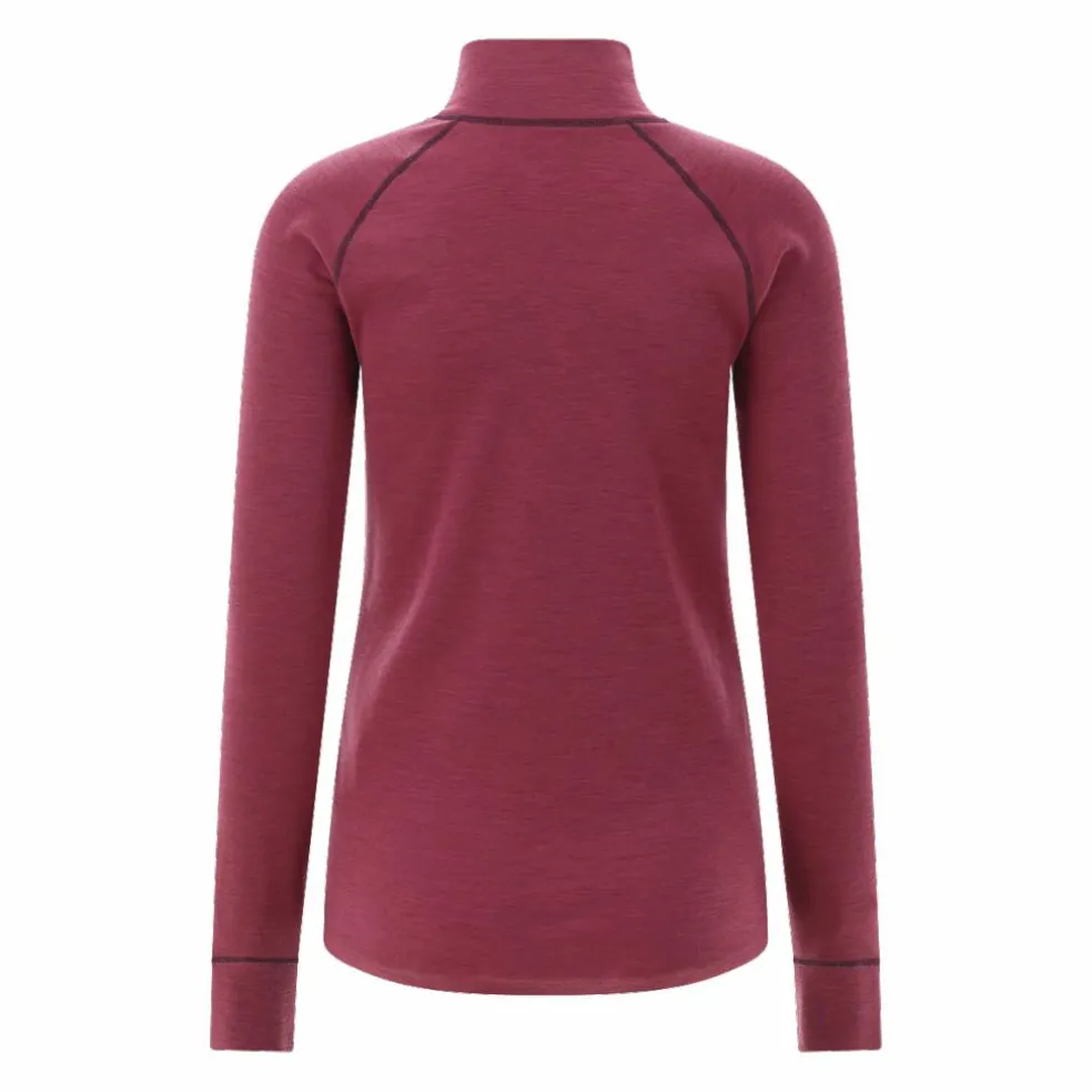 Maglia termica a maniche lunghe in merino con mezza zip da donna Unlimitech