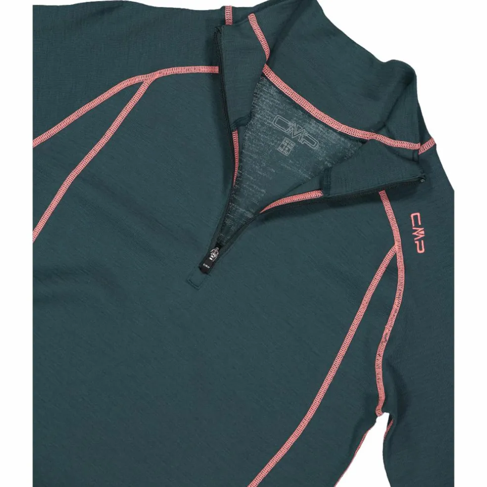 Maglia termica a maniche lunghe in merino con mezza zip da donna Unlimitech