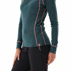 Maglia termica a maniche lunghe in merino con mezza zip da donna Unlimitech