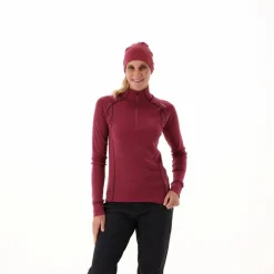 Maglia termica a maniche lunghe in merino con mezza zip da donna Unlimitech