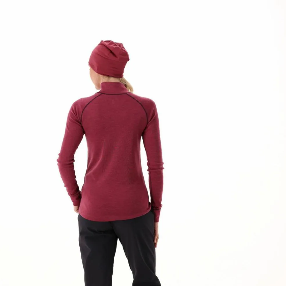 Maglia termica a maniche lunghe in merino con mezza zip da donna Unlimitech