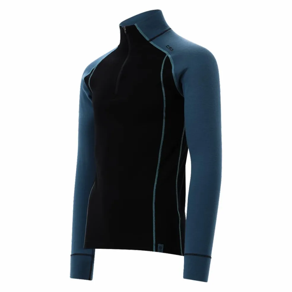Maglia termica a maniche lunghe in merino con mezza zip da uomo Unlimitech