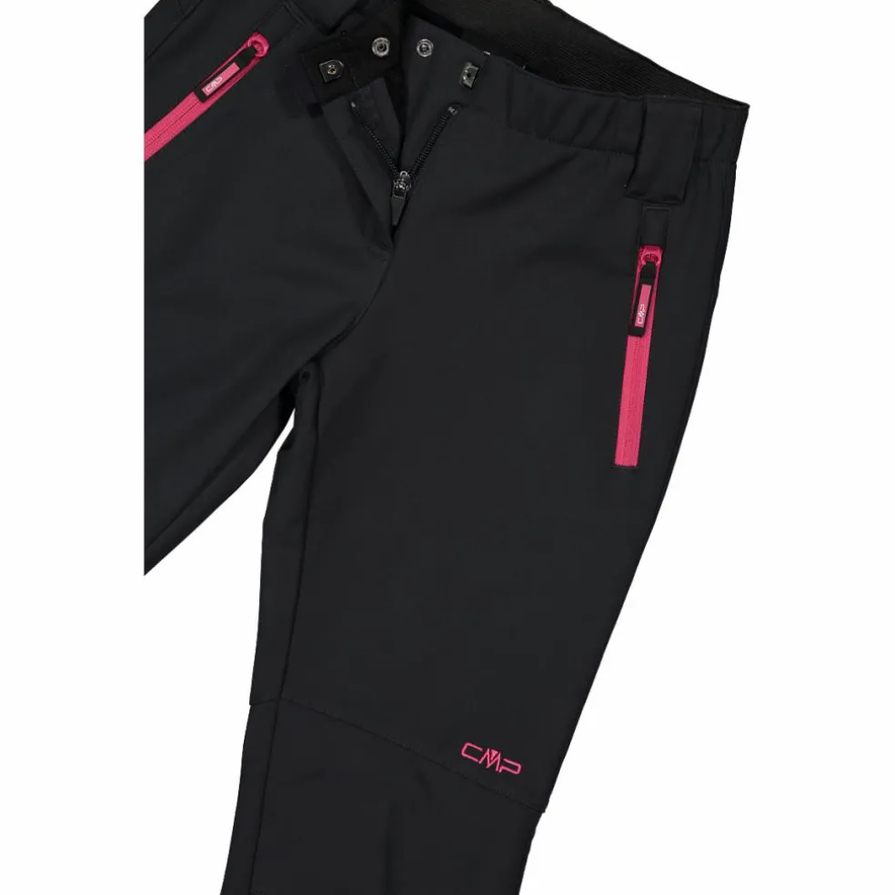 Pantaloni da bambina in softshell slim fit con fondo largo