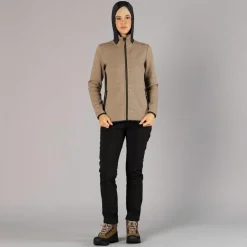 Pantaloni in softshell con cucitura frontale a vista da donna