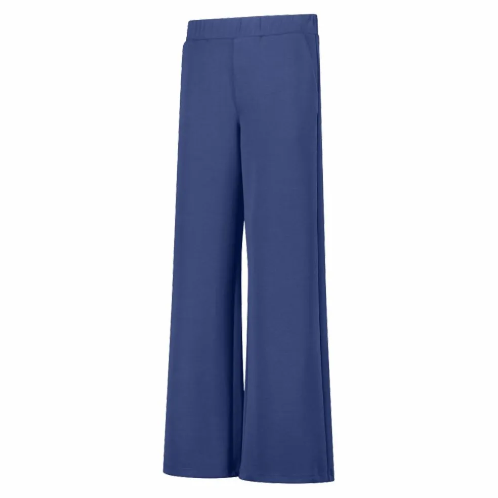 Pantaloni lunghi da donna a gamba larga con finitura in modal satinato