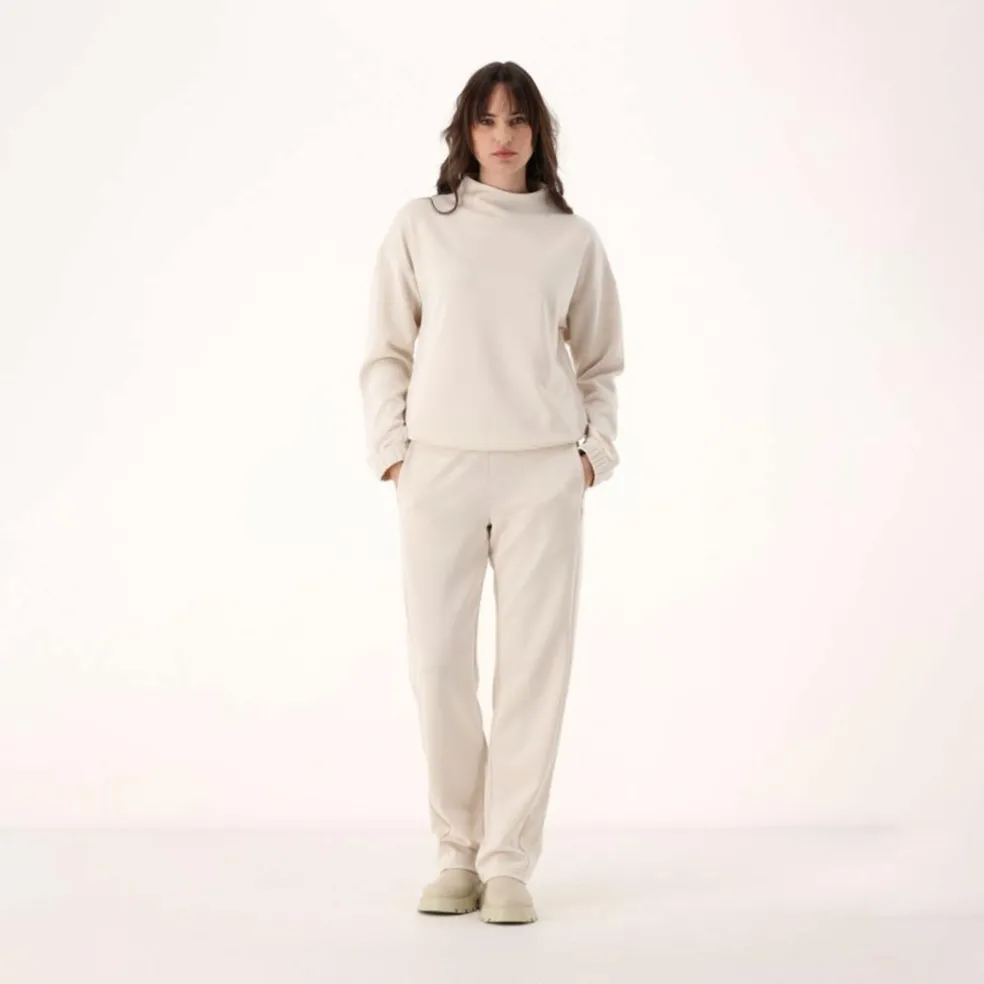 Pantaloni lunghi da donna dalla vestibilità regolare con finitura in modal satinato