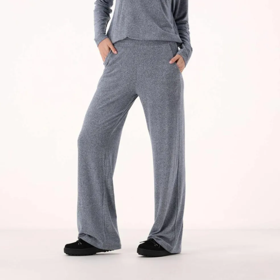 Pantaloni lunghi da donna in tessuto jersey mélange