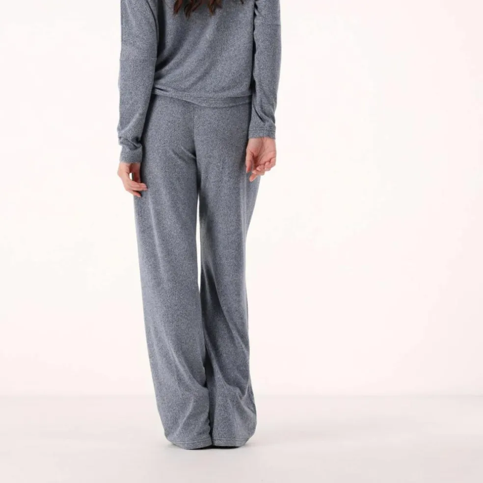 Pantaloni lunghi da donna in tessuto jersey mélange