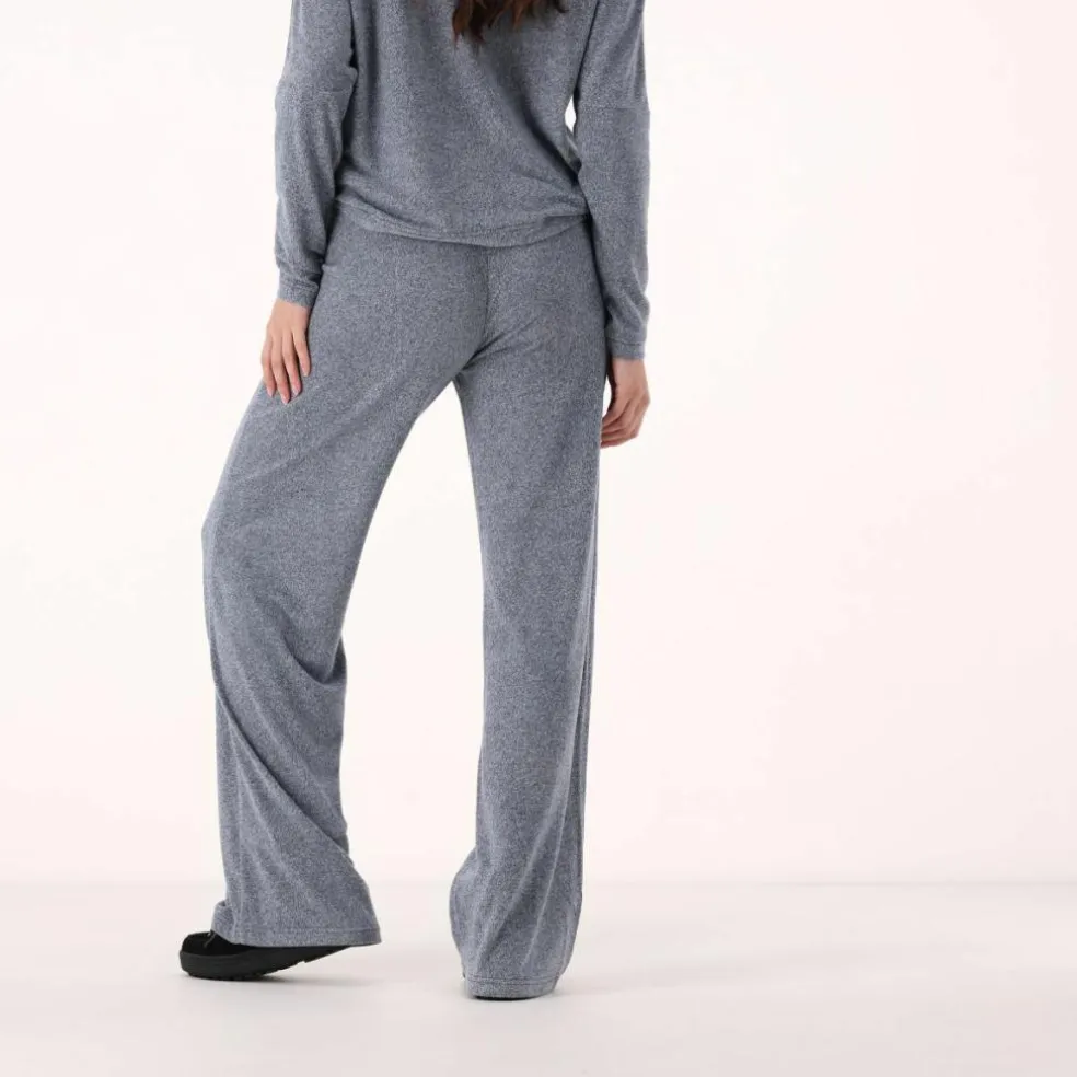 Pantaloni lunghi da donna in tessuto jersey mélange