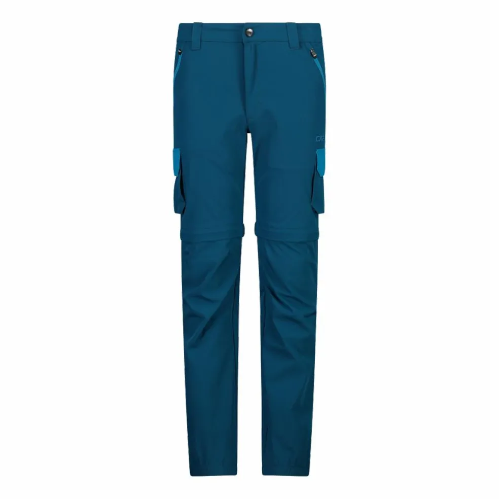 Pantaloni zip off cargo con tasconi laterali stretch da bambino