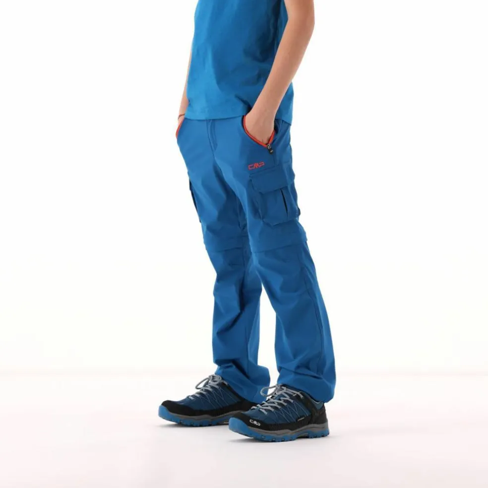 Pantaloni zip off cargo con tasconi laterali stretch da bambino