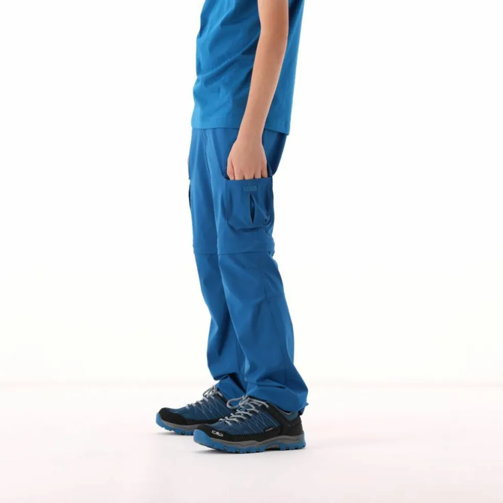 Pantaloni zip off cargo con tasconi laterali stretch da bambino