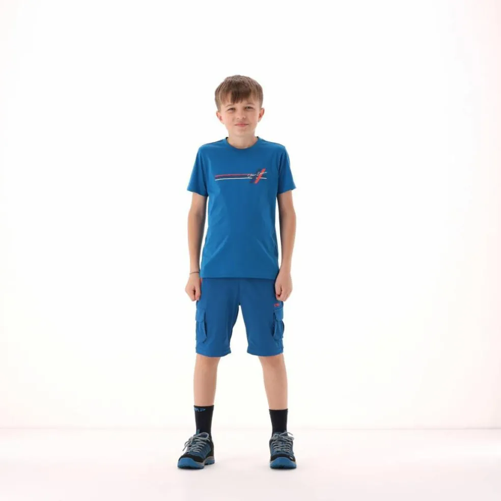 Pantaloni zip off cargo con tasconi laterali stretch da bambino