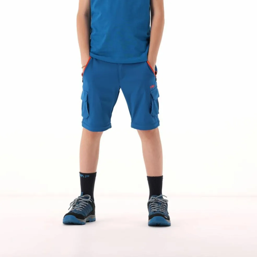Pantaloni zip off cargo con tasconi laterali stretch da bambino