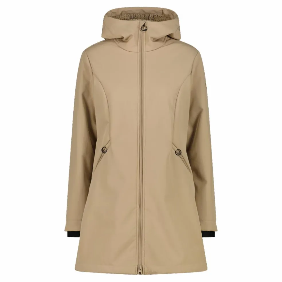 Parka sofshell da donna in pelliccetta