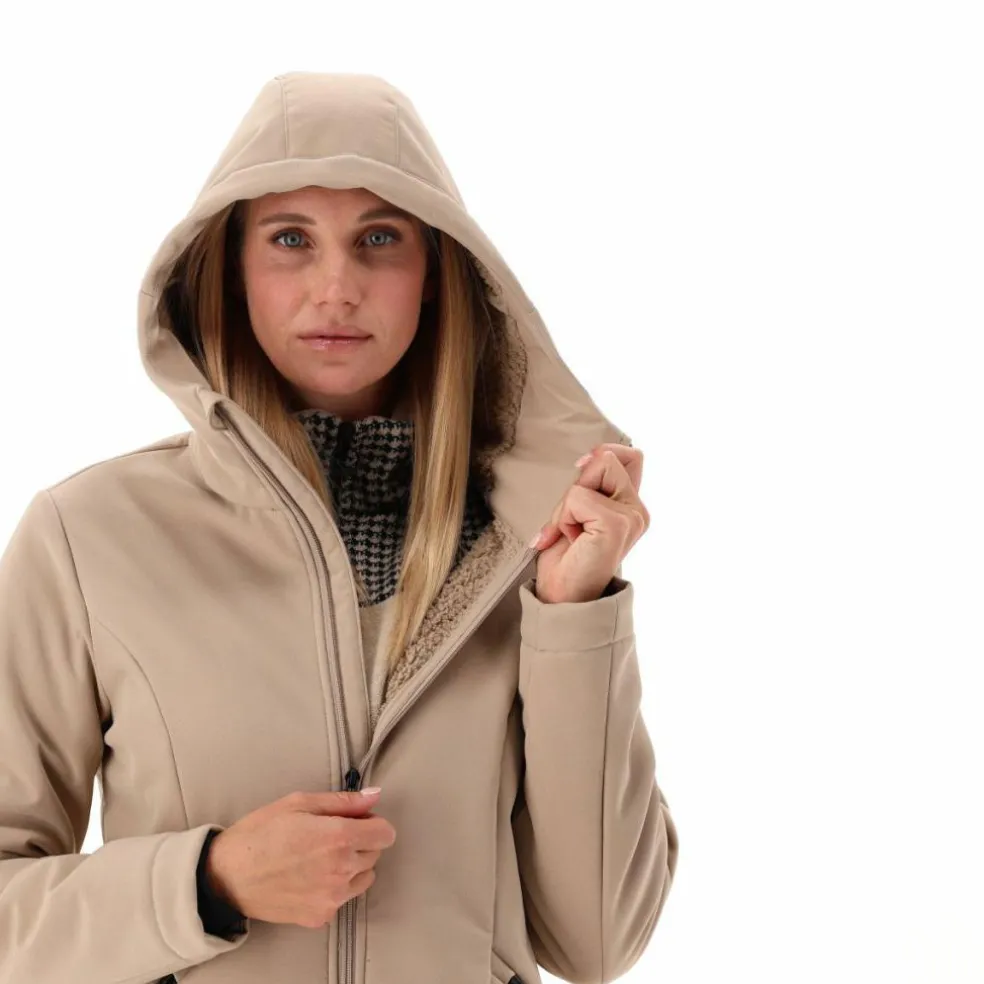 Parka sofshell da donna in pelliccetta