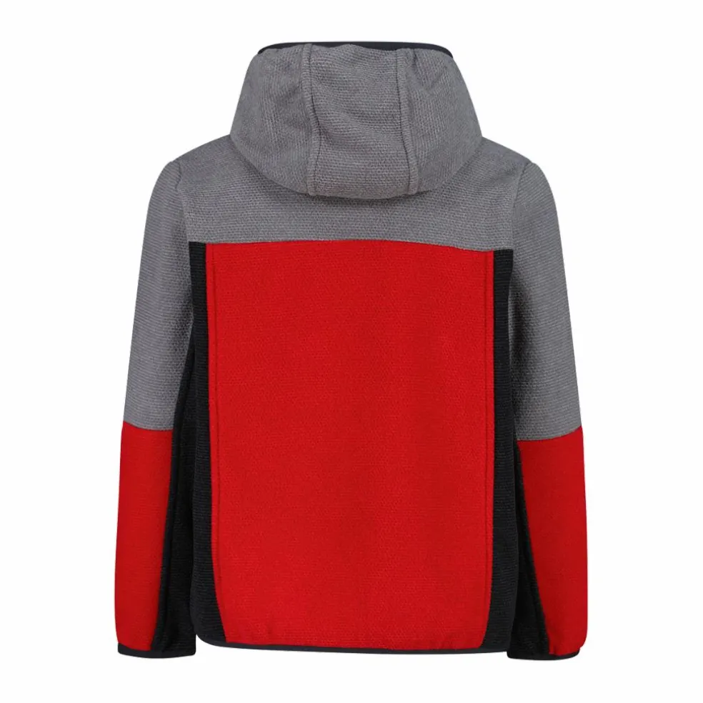 Pile con zip da bambino in knit tech con cappuccio