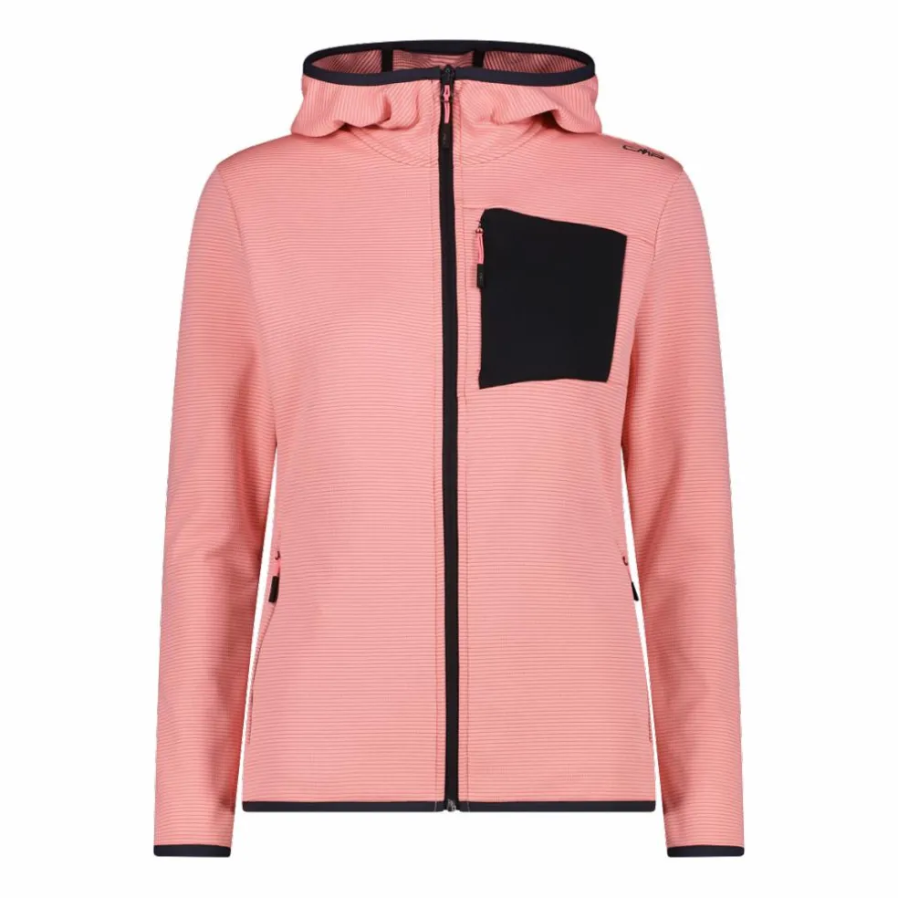 Pile Grid Tech con zip con cappuccio da donna
