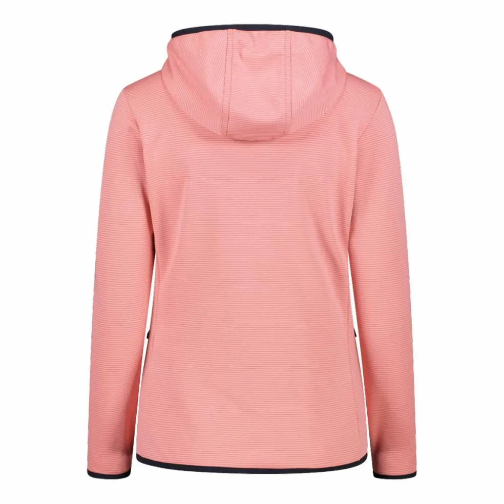 Pile Grid Tech con zip con cappuccio da donna