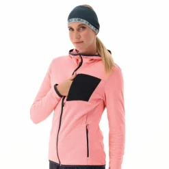 Pile Grid Tech con zip con cappuccio da donna