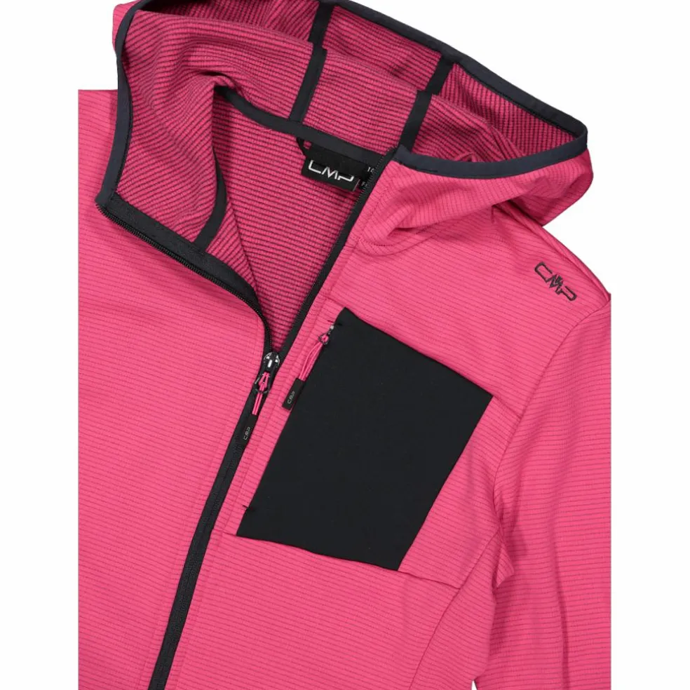 Pile Grid Tech con zip con cappuccio da donna