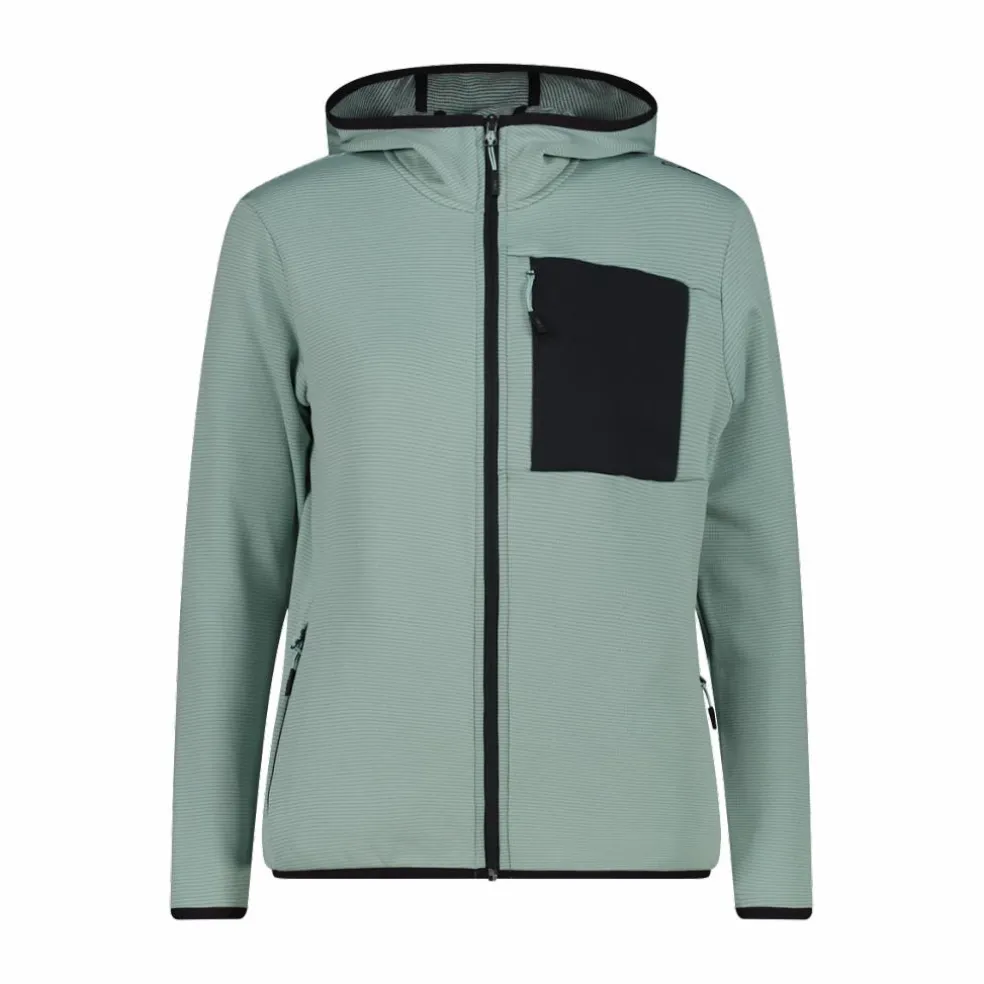 Pile Grid Tech con zip con cappuccio da donna