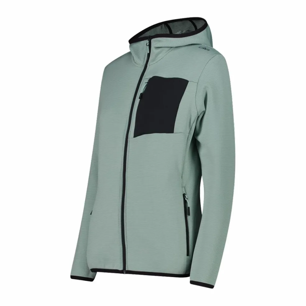 Pile Grid Tech con zip con cappuccio da donna