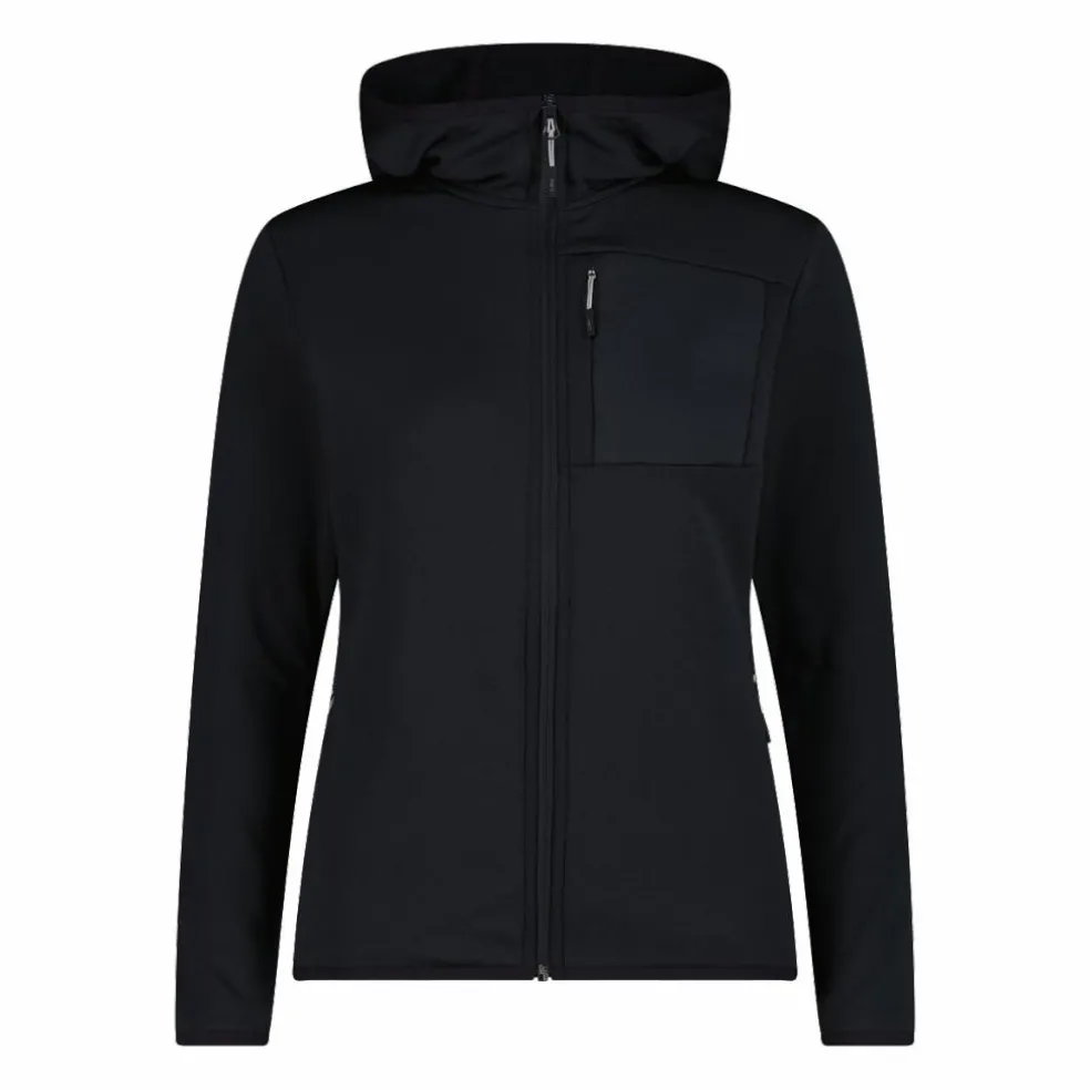 Pile Grid Tech con zip con cappuccio da donna
