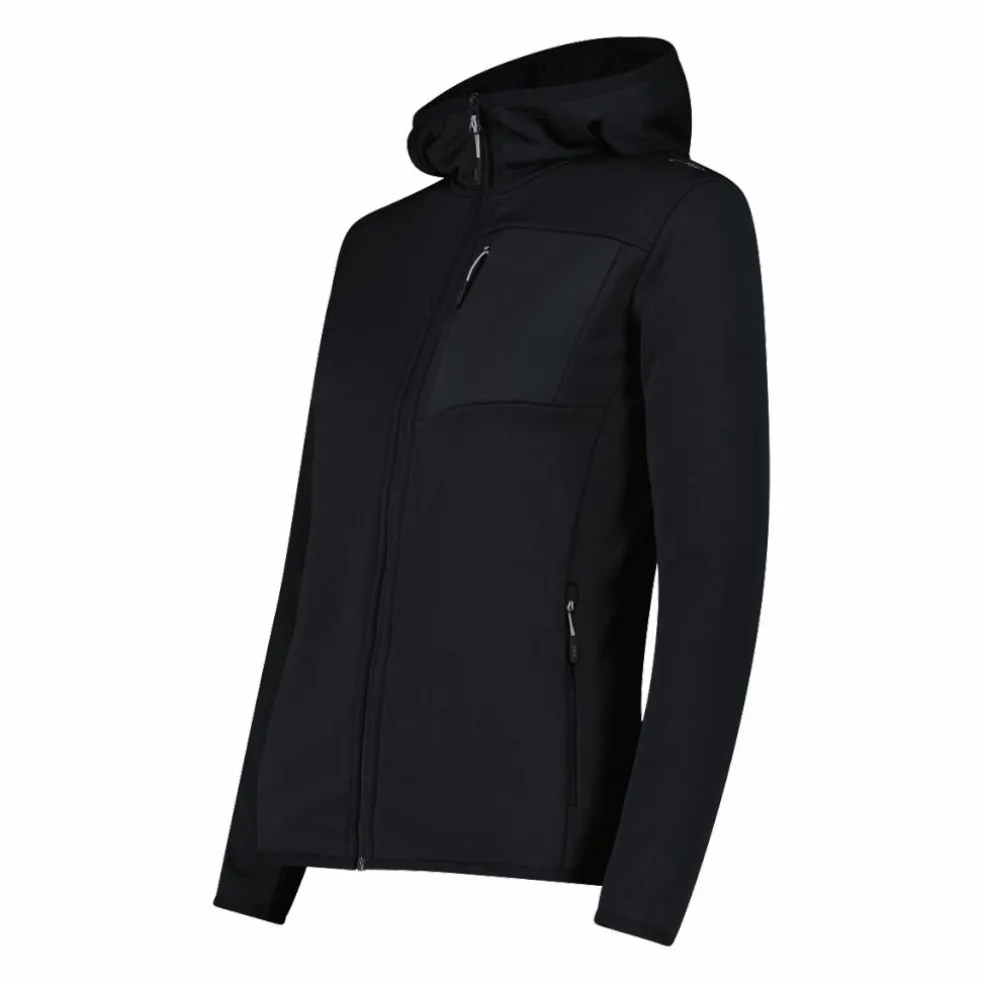 Pile Grid Tech con zip con cappuccio da donna