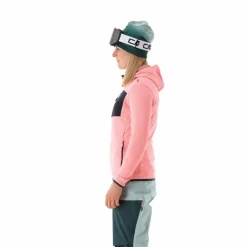 Pile Grid Tech con zip con cappuccio da donna