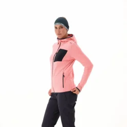Pile Grid Tech con zip con cappuccio da donna