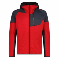 Pile Grid Tech con zip da uomo con cappuccio melange