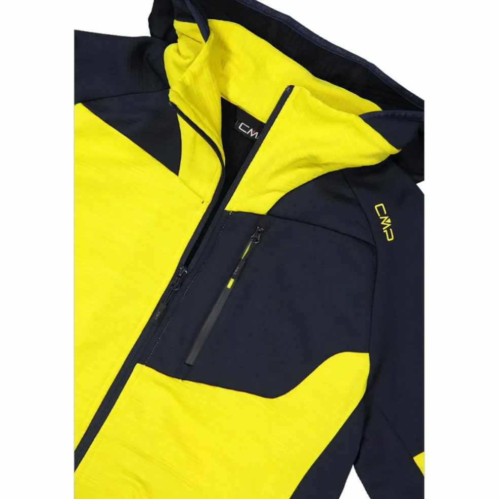 Pile Grid Tech con zip da uomo con cappuccio melange